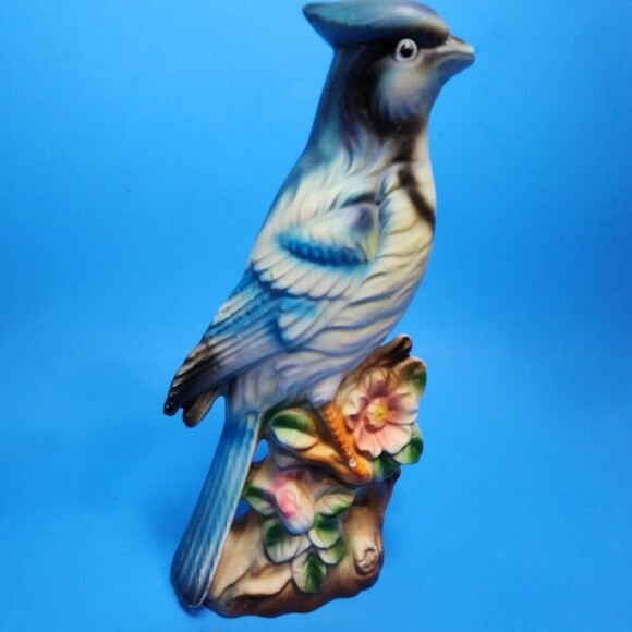 Vintage Norleans Bird Figurine Ceramic Blue Jay Japan 8 inch Matte Finish - Picture 2 of 8